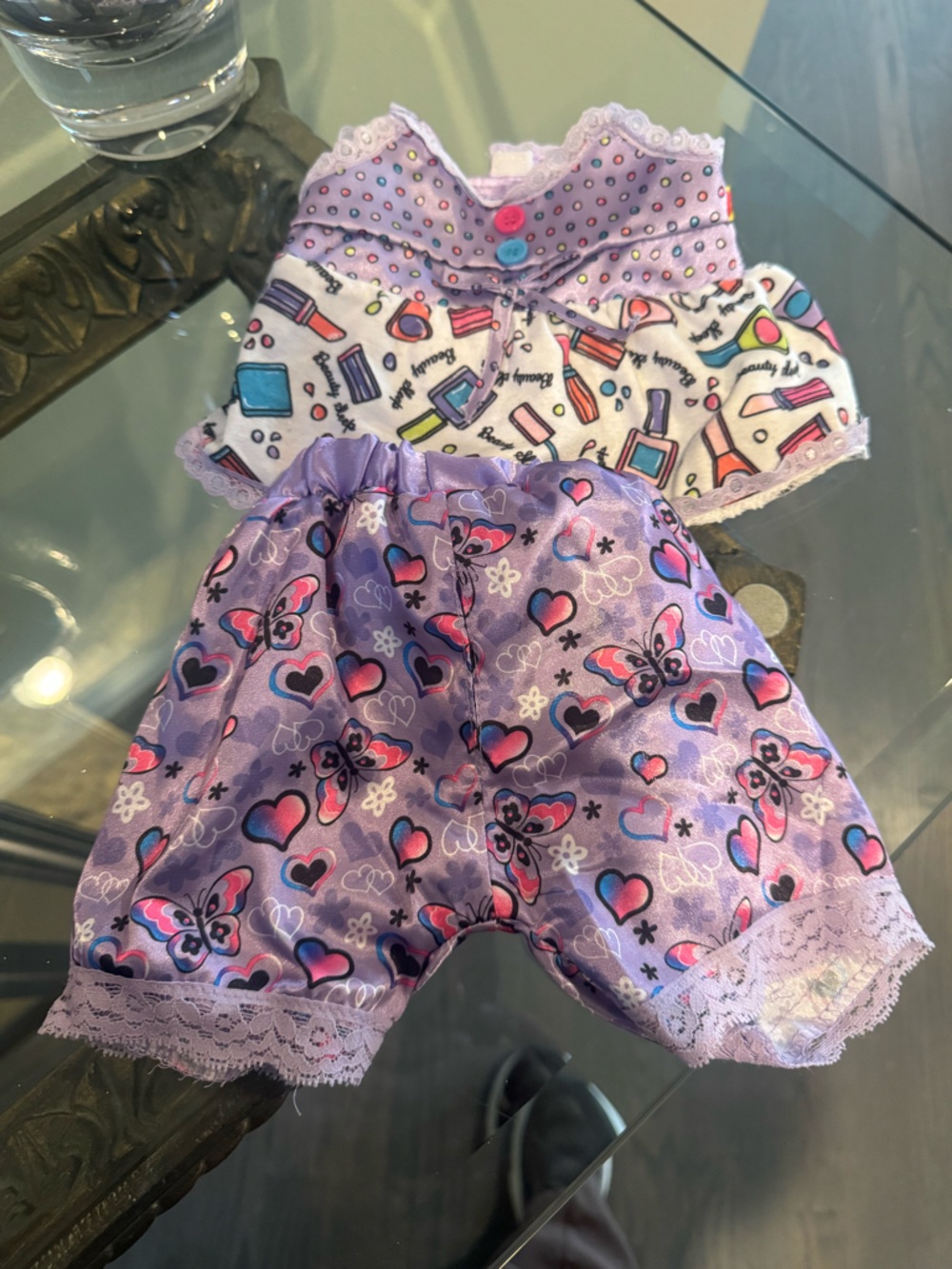 Build a bear Purple Butterfly & Heart Sleep Shorts - Girls lot